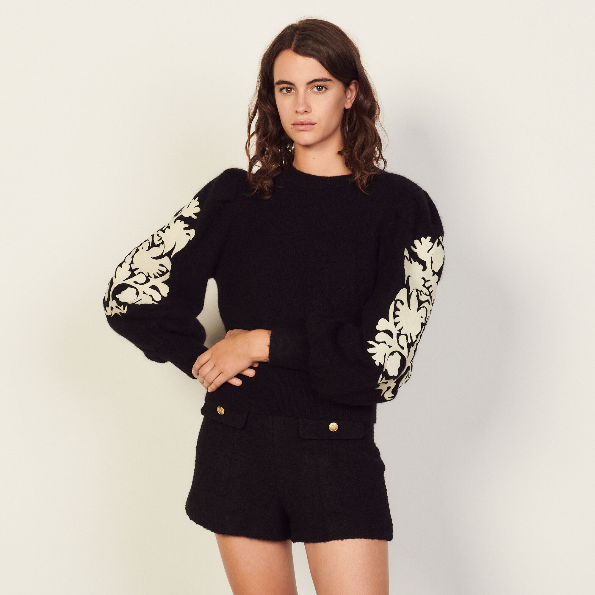 Sweater with sale embroidered sleeves