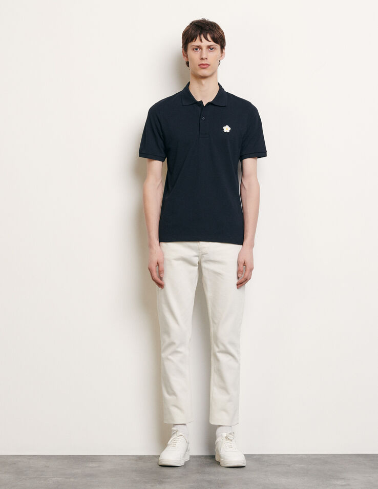 Cotton Polo Shirt With Embroidered Patch - T-shirts & Polo shirts ...