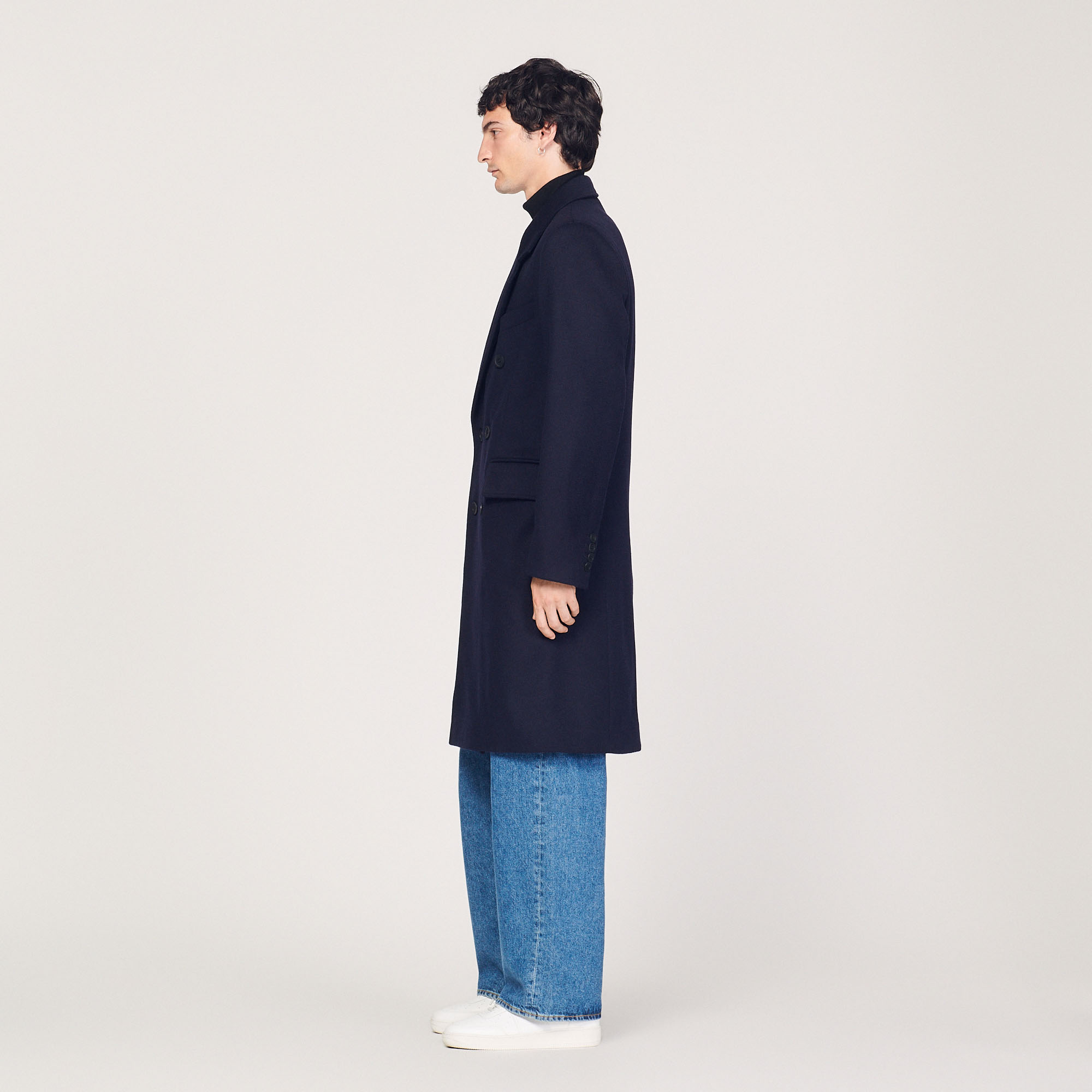 Double-Breasted Wool Cloth Coat - Jackets & Coats - Sandro-paris.com