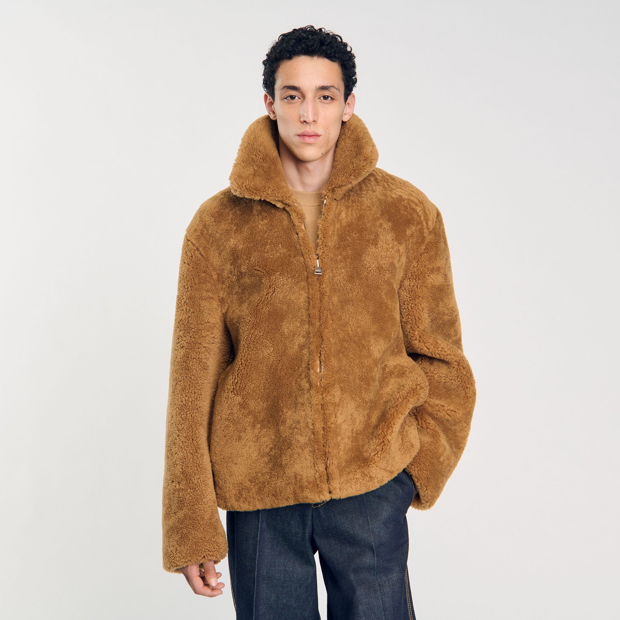 Orange shearling jacket hotsell