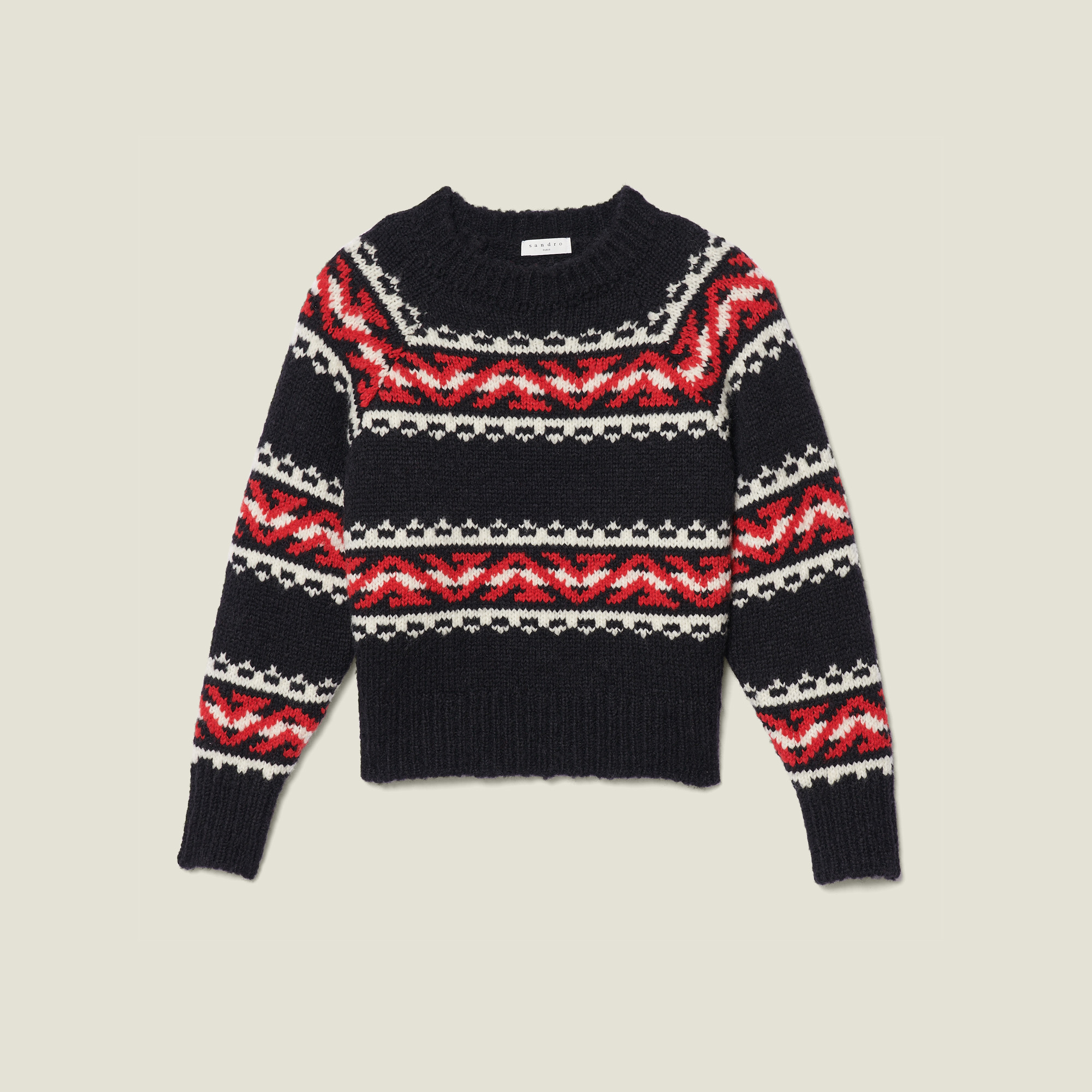 Sweater With Geometric Jacquard Pattern - Sweaters & Cardigans - Sandro ...