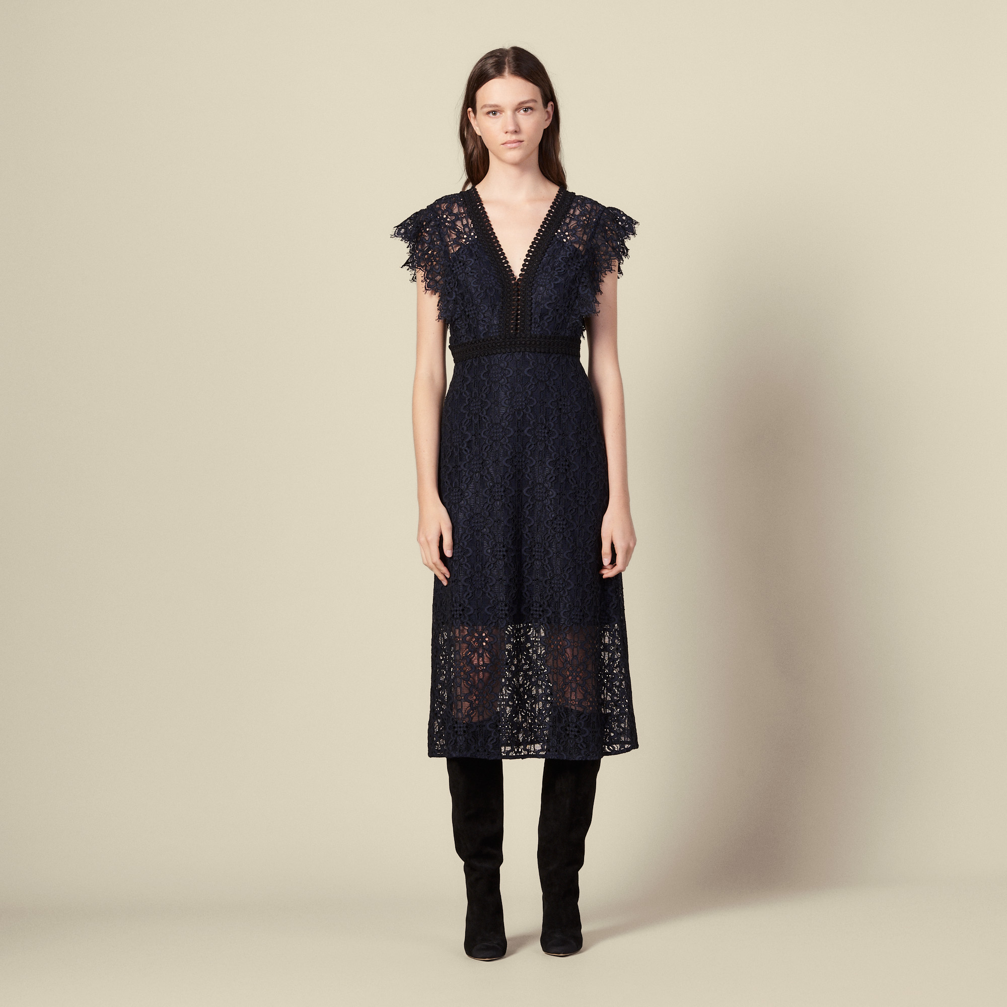 Lace Midi Dress - Dresses - Sandro-paris.com