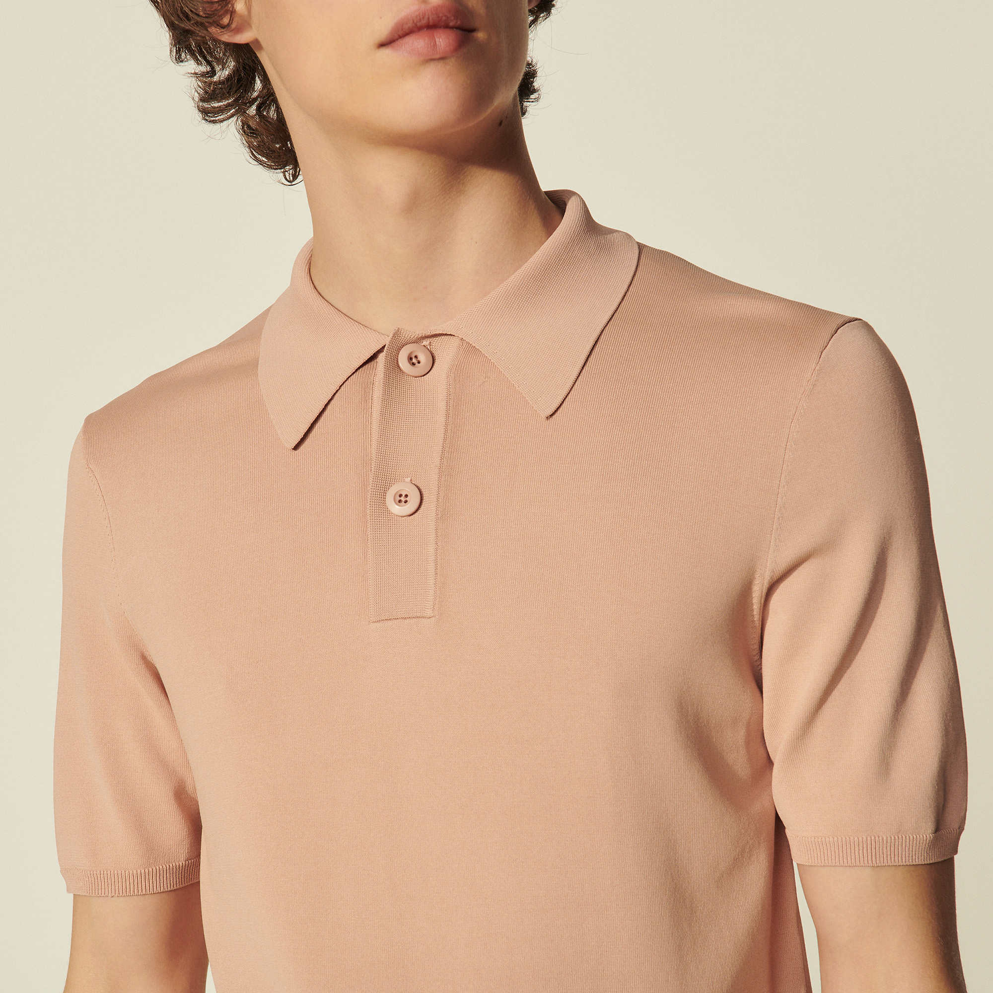 pink button up polo shirt