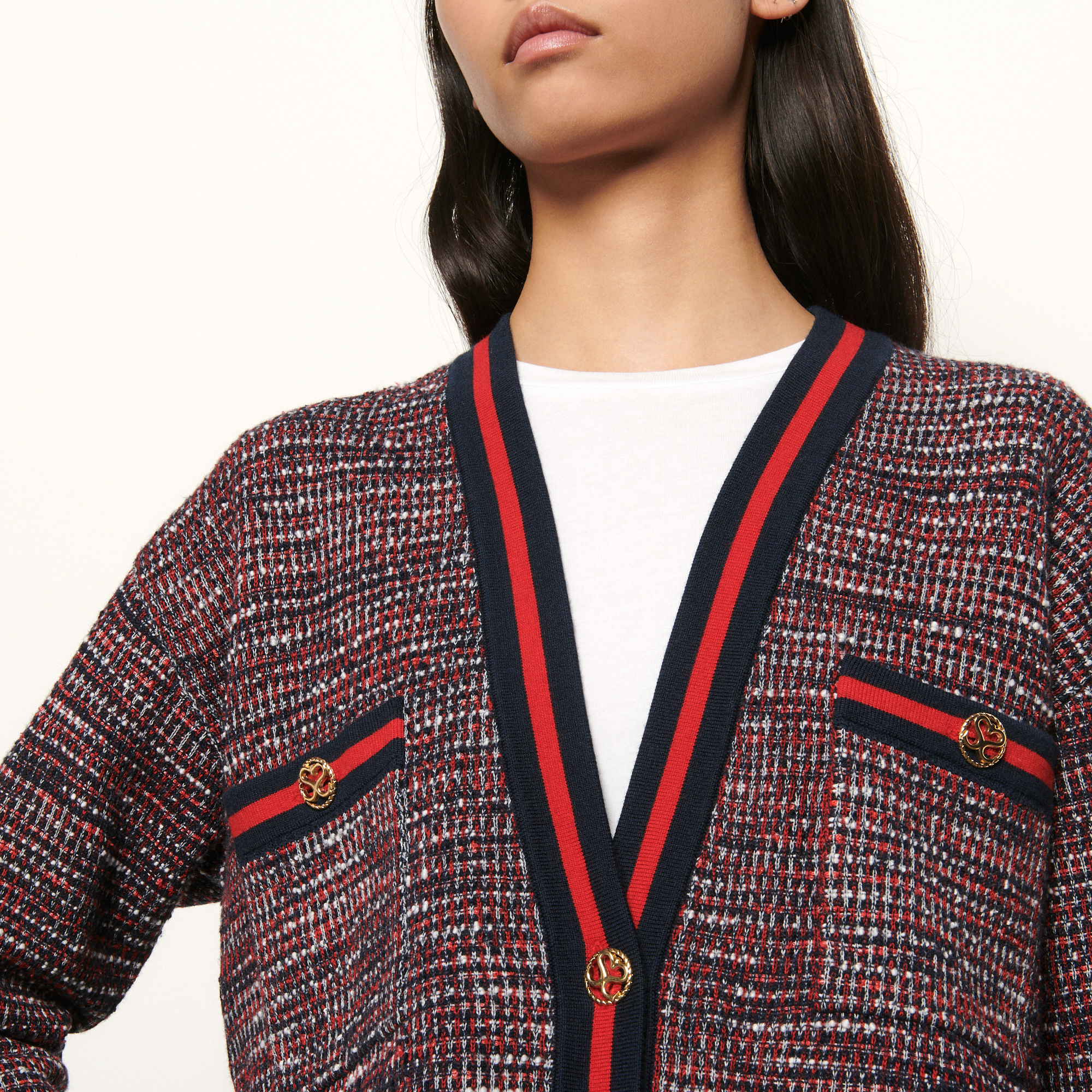 sandro tweed cardigan