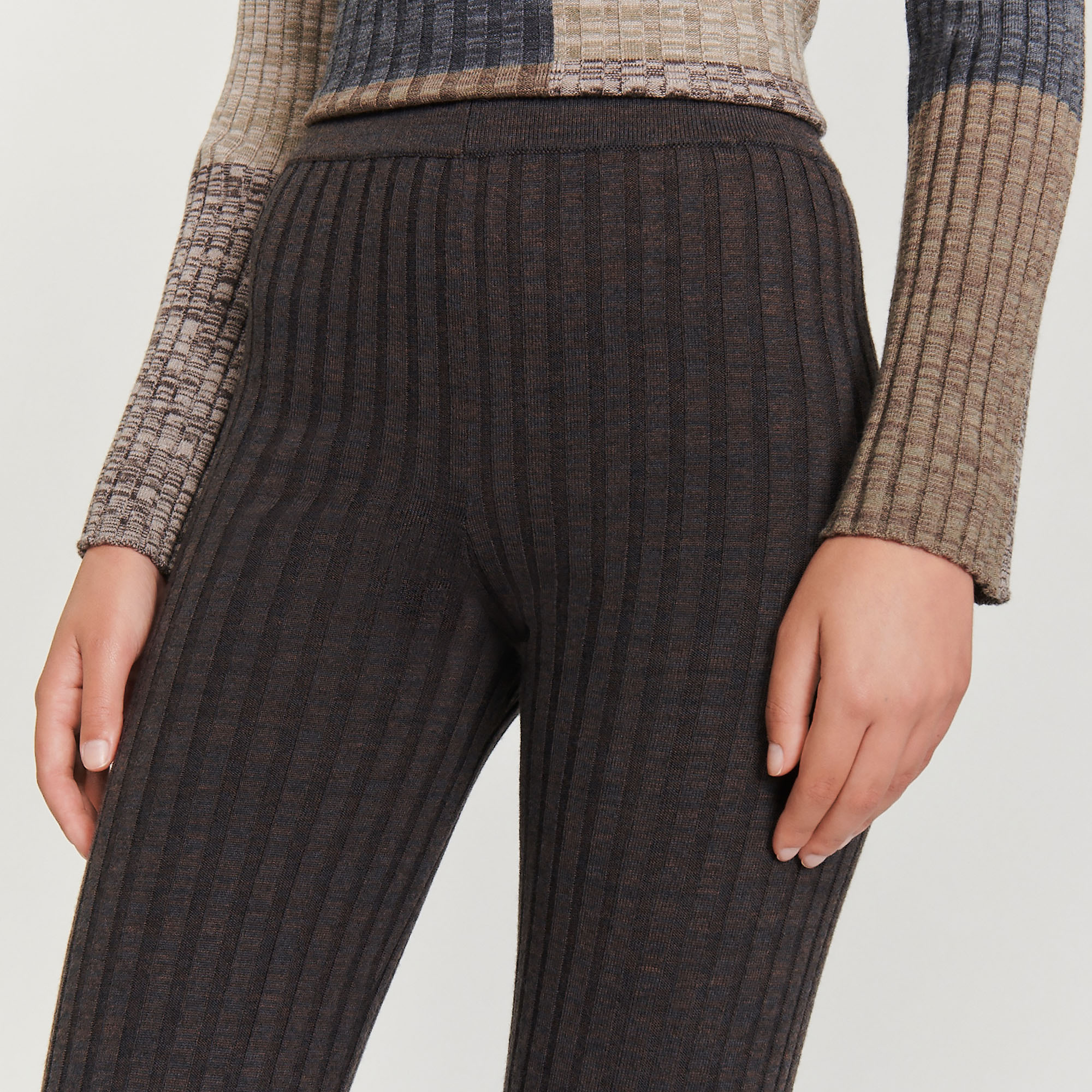 Rib-knit Merino Wool Pants