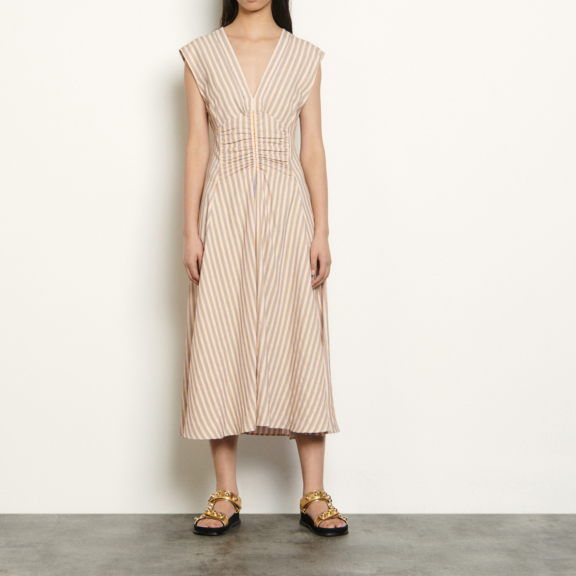 Long Dress With Stylish Stripe Pattern - Dresses - Sandro-paris.com