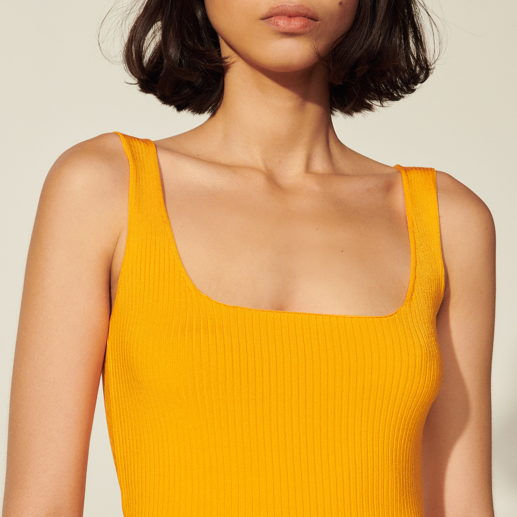 Ribbed Knit Cropped Vest Top Tops