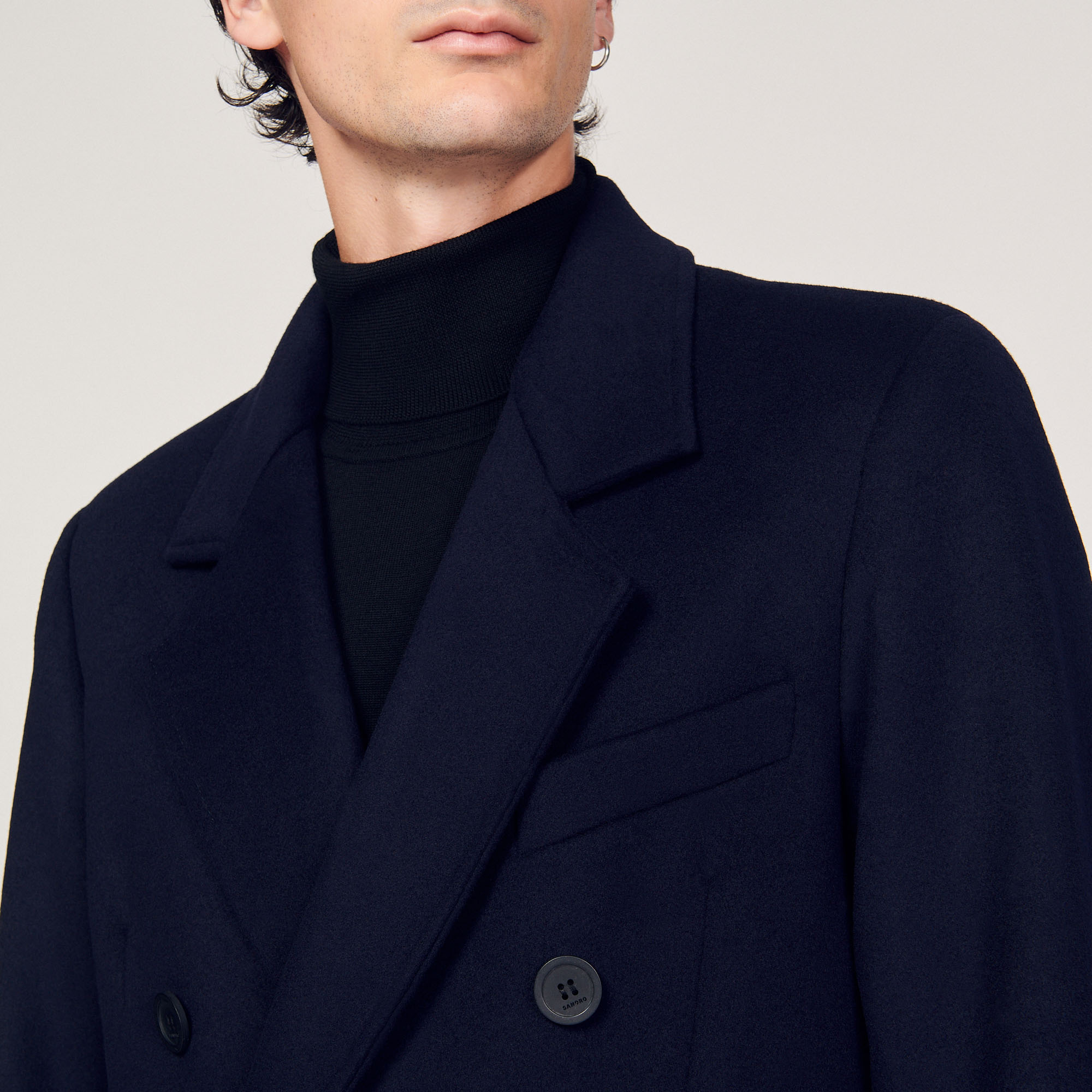 Double-Breasted Wool Cloth Coat - Jackets & Coats - Sandro-paris.com