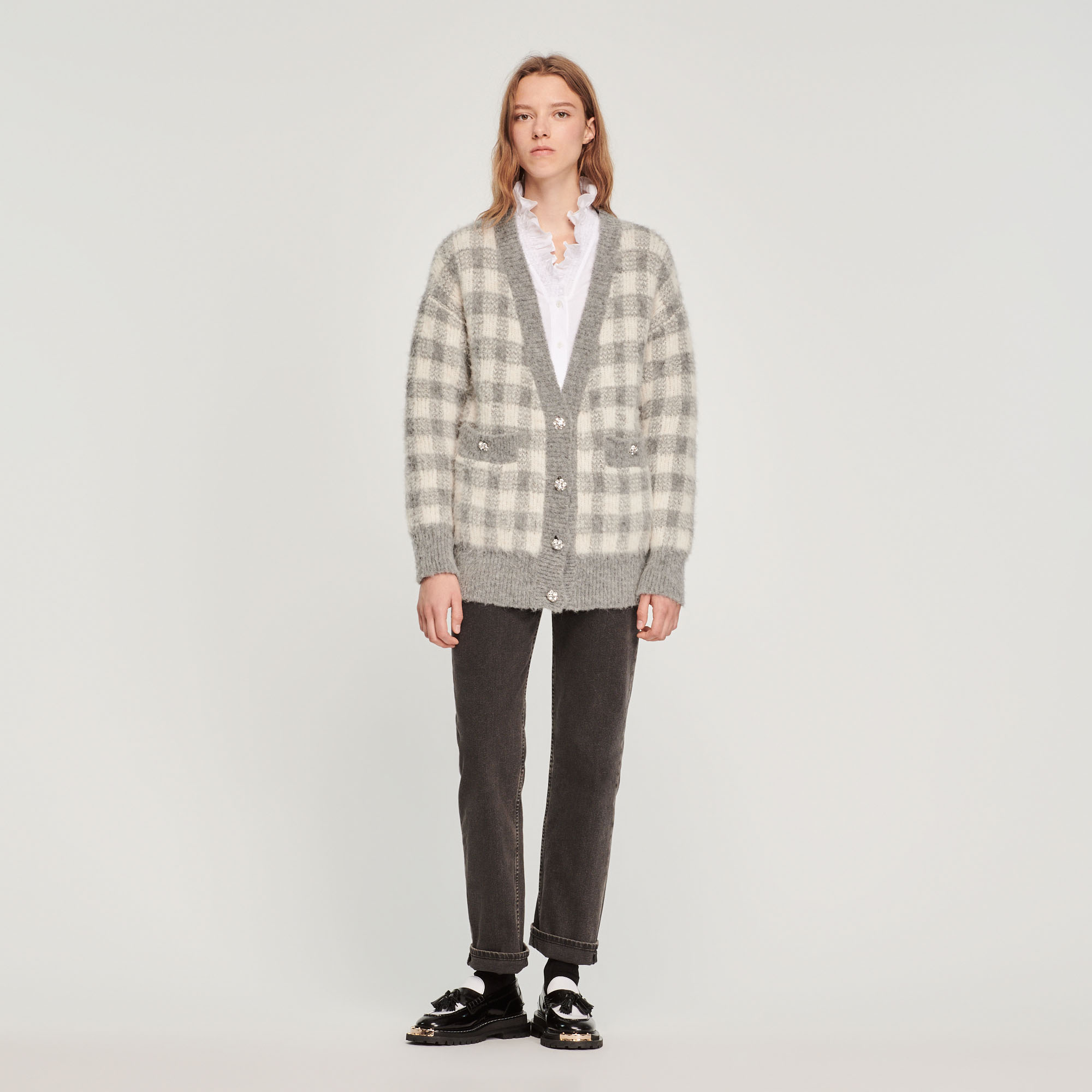 Sandro on sale check cardigan