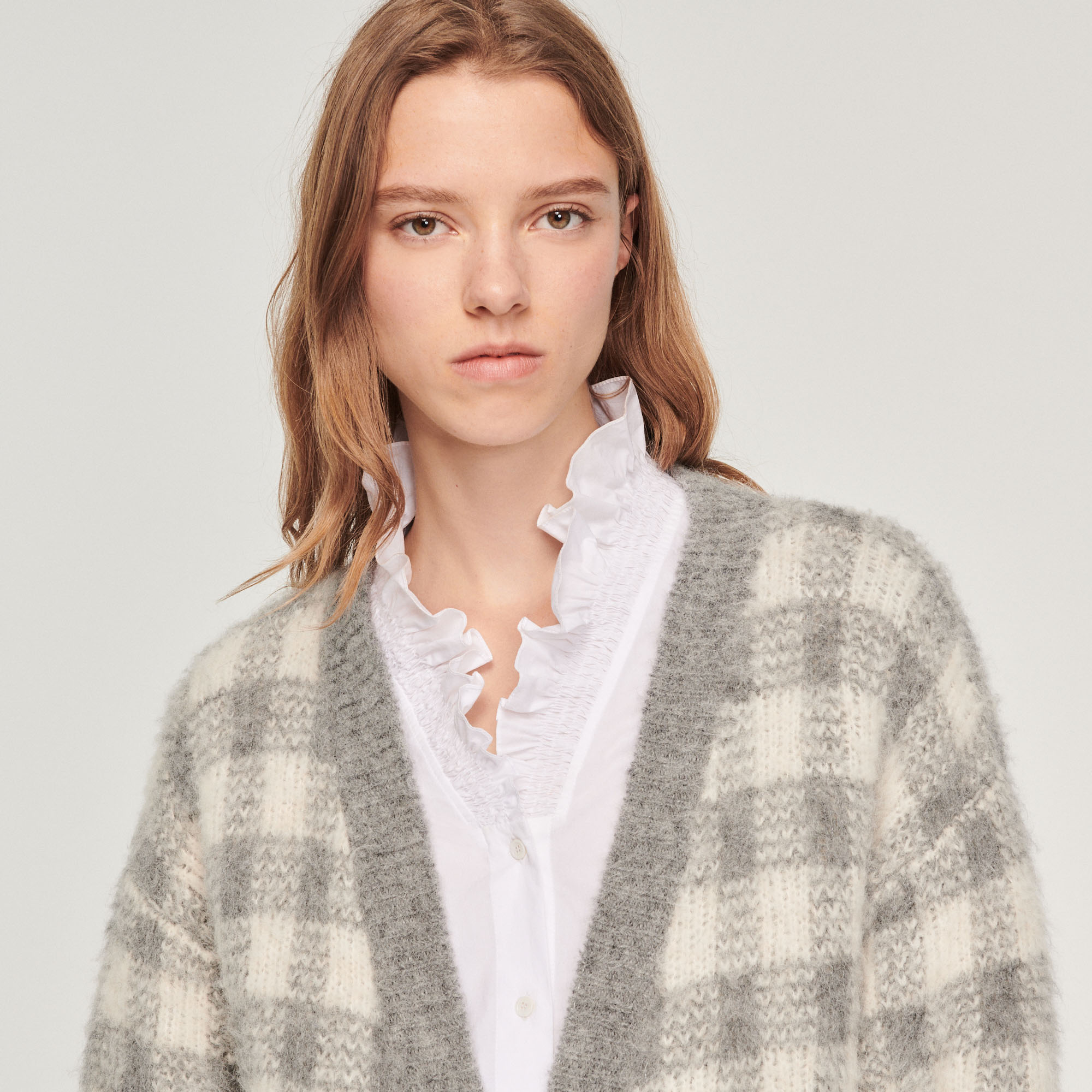 sandro checked cardigan