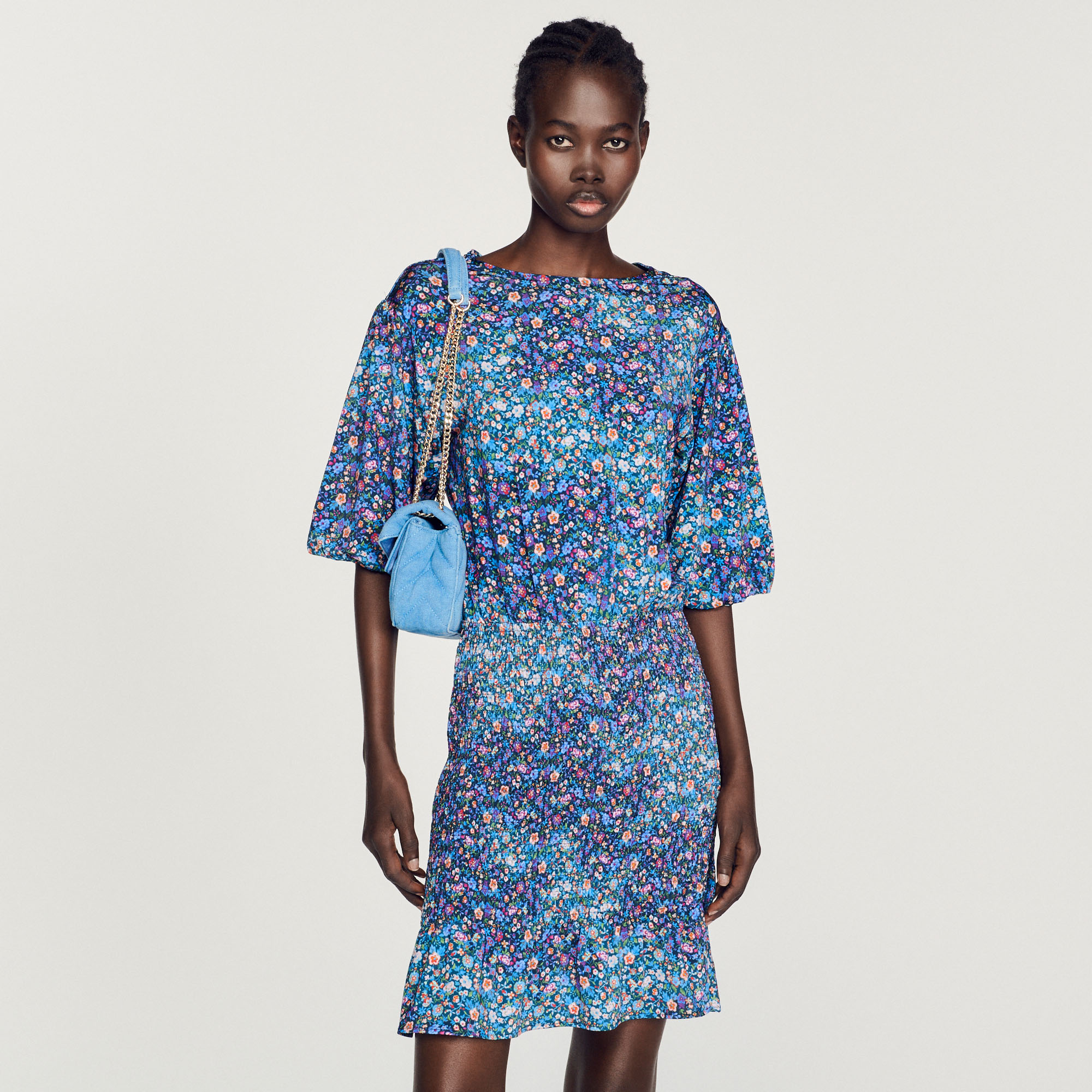 Short Dress With Floral Print Dresses Sandro paris