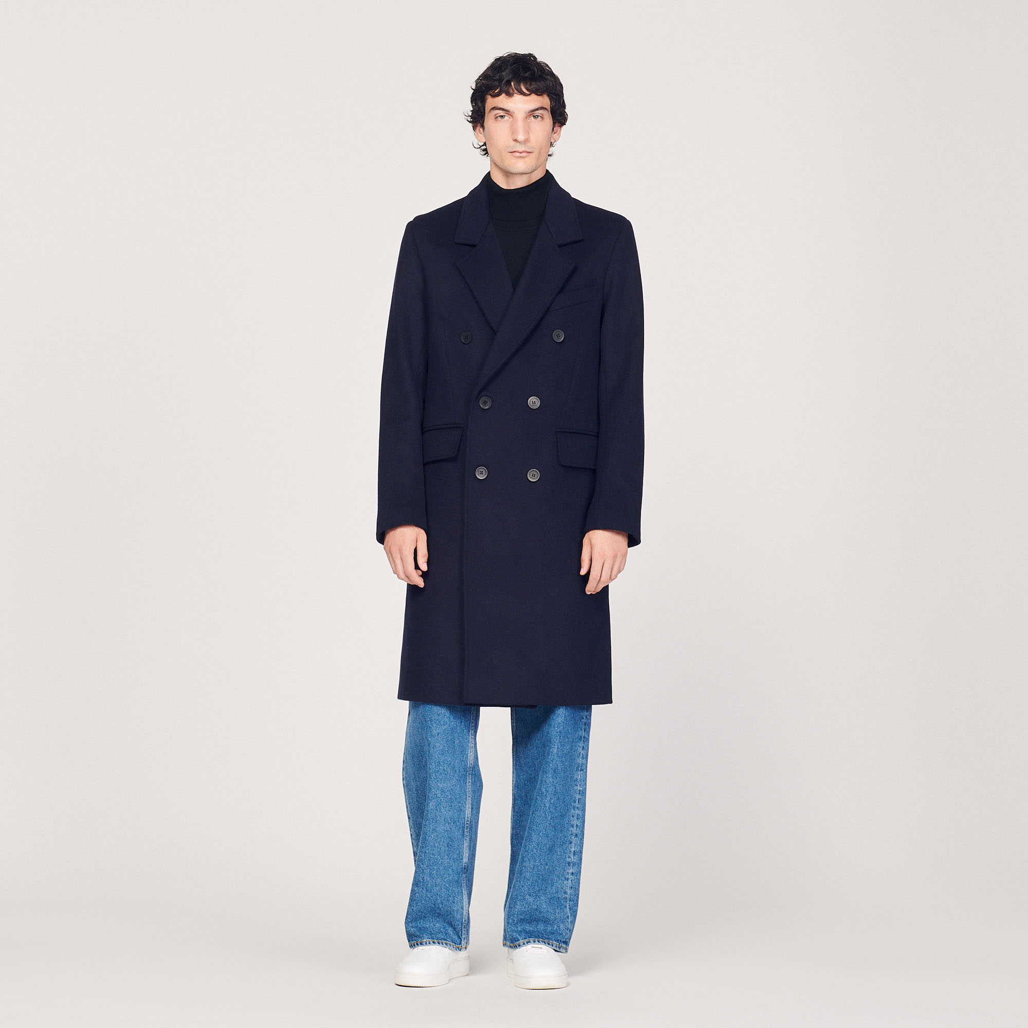 Double-Breasted Wool Cloth Coat - Jackets & Coats - Sandro-paris.com