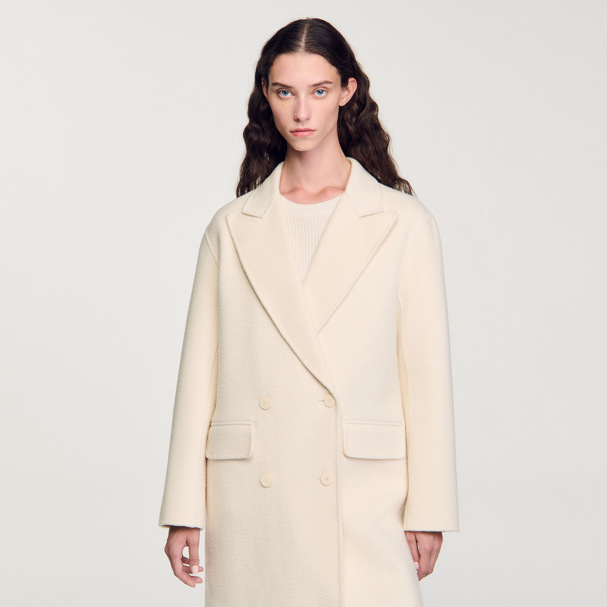 Sandro long wool coat online