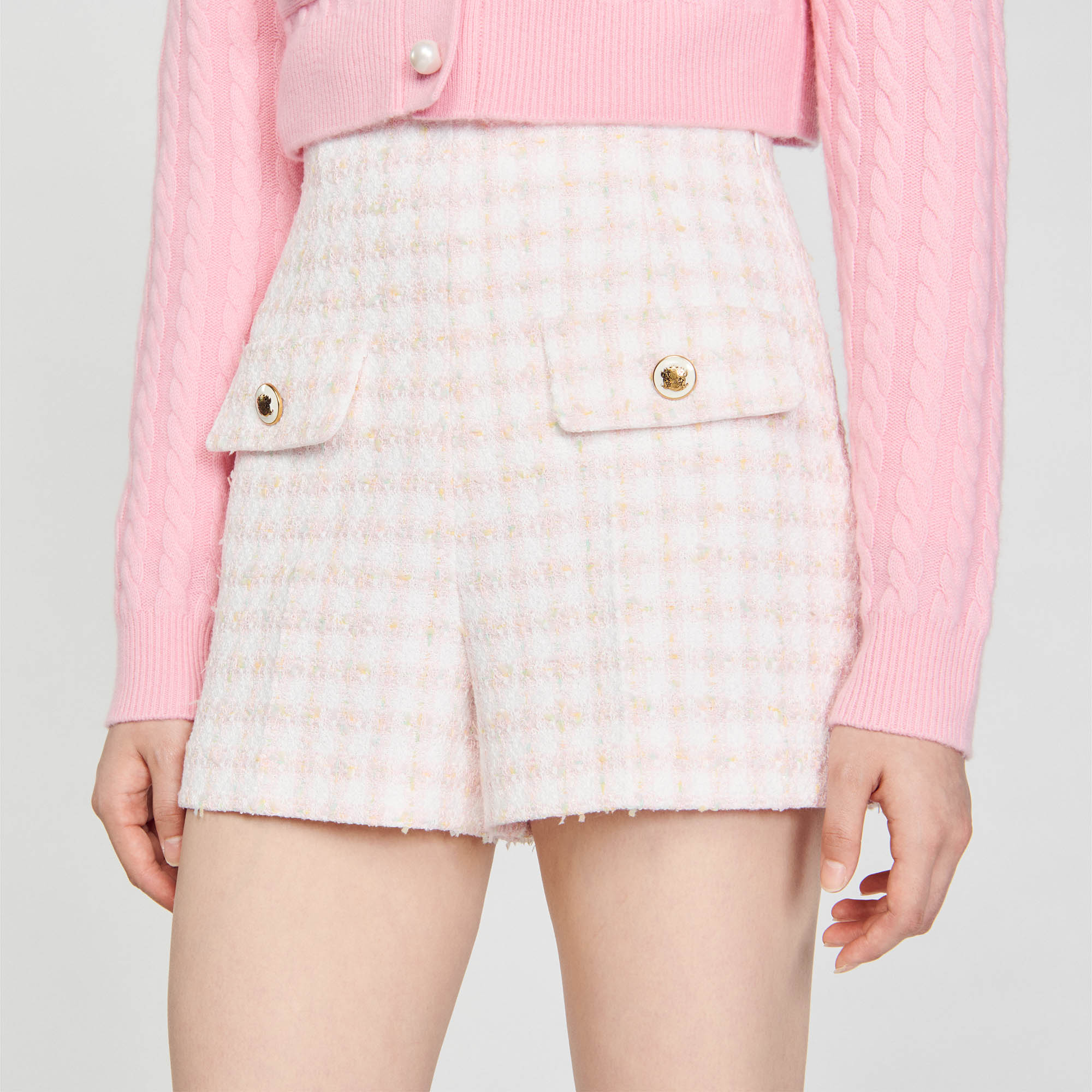 Zara pink tweed store shorts